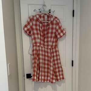Son de Flor mini classic dress in vintage pink and white check, size S